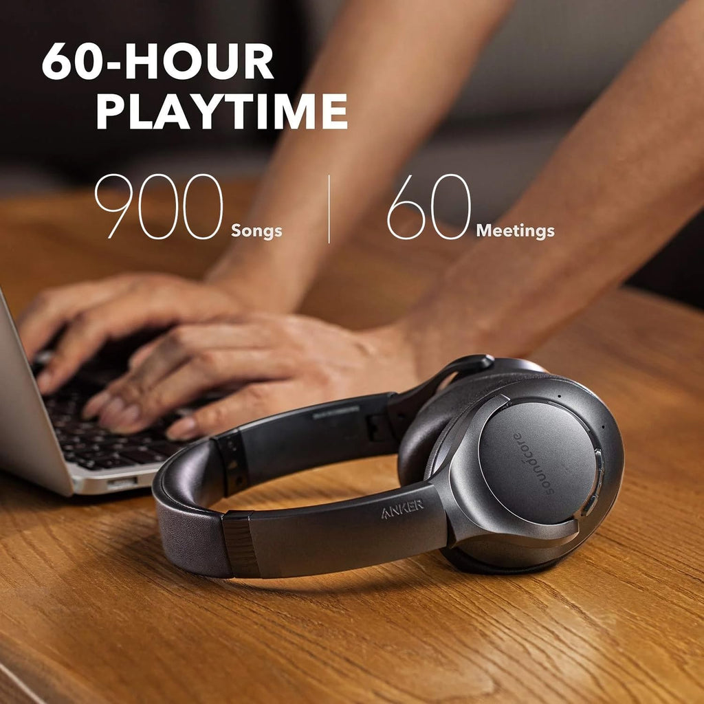Soundcore Anker Life Q20 Hybrid Active Noise Cancelling Headphones, Wireless Over Ear Bluetooth Headphones, 60H Playtime, Hi-Res Audio, Deep Bass, Foam Ear Cups, Travel, Office, USB-C Charging