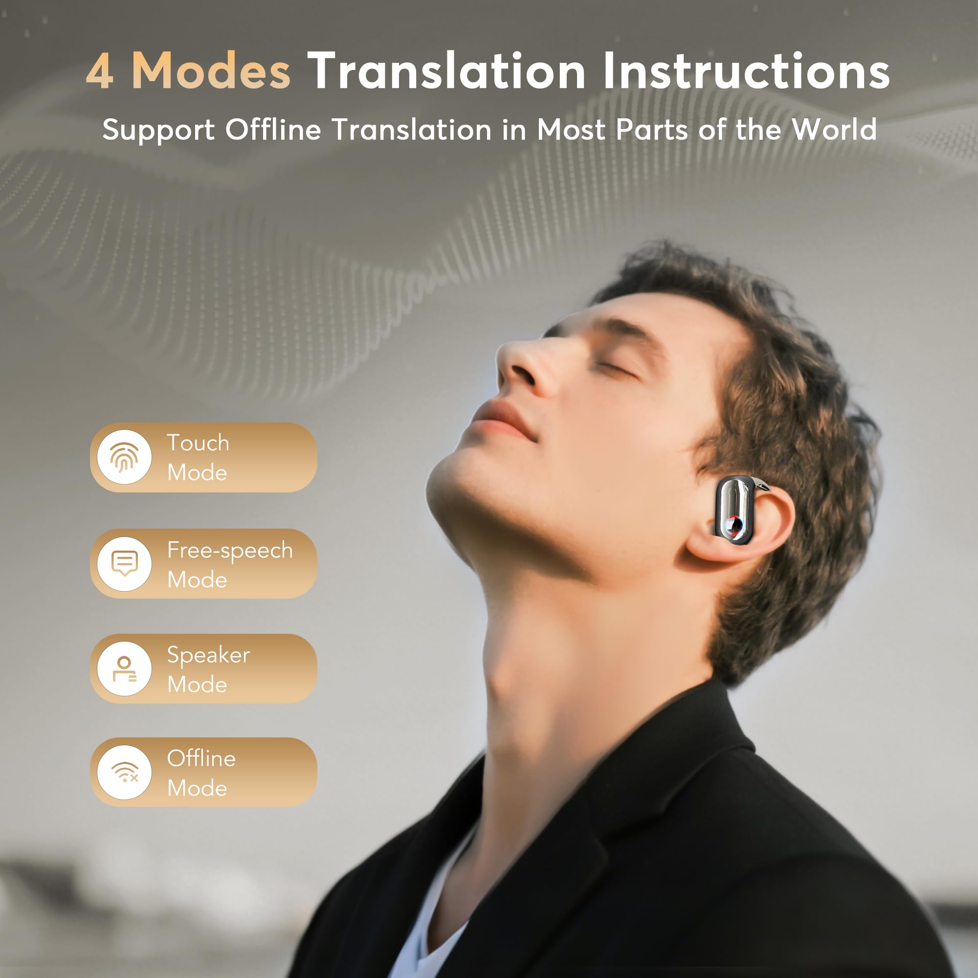 AI Translation Earbuds Real-Time 168 Languages Translator Earbuds, 3-in-1 Translation Device, 50H Playtime with OWS LCD Touch Screen, Bluetooth 5.4 Translate Headphones for Travel, Business, Learning