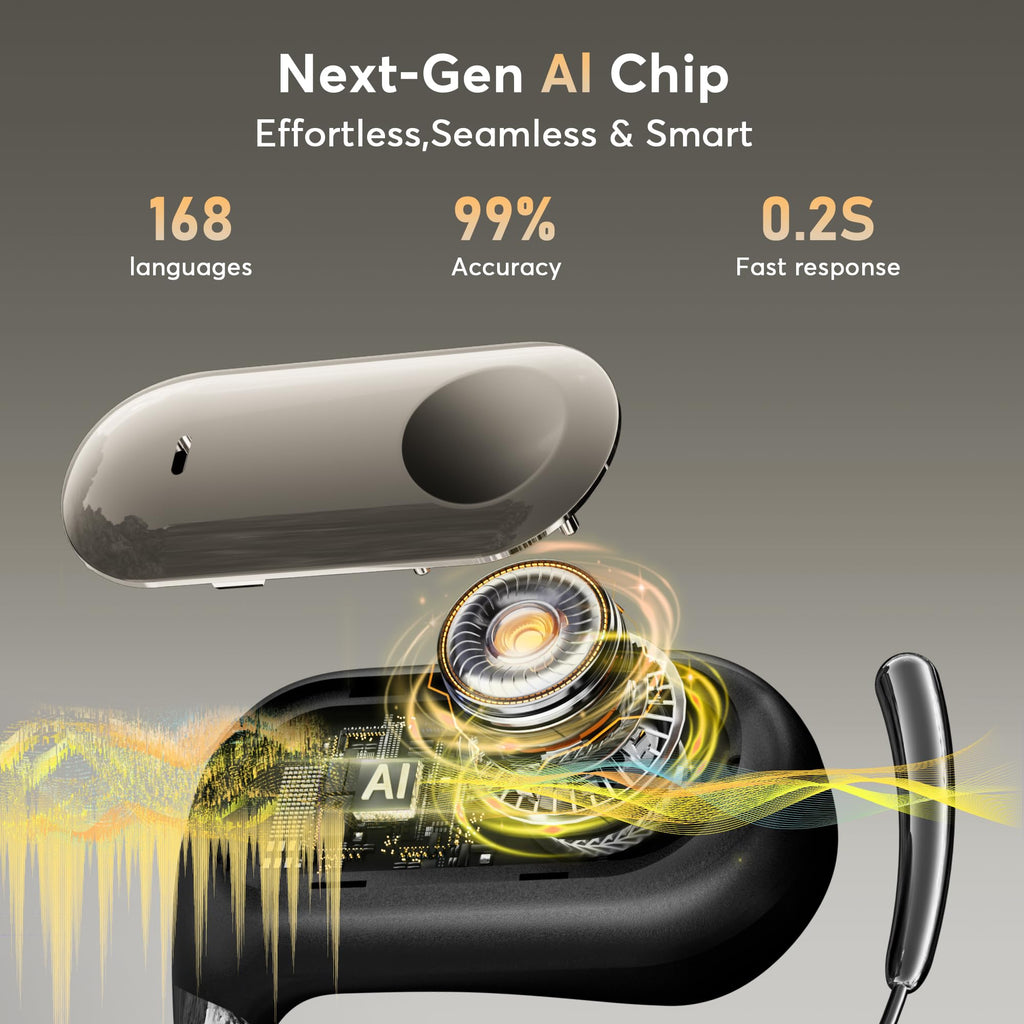 AI Translation Earbuds Real-Time 168 Languages Translator Earbuds, 3-in-1 Translation Device, 50H Playtime with OWS LCD Touch Screen, Bluetooth 5.4 Translate Headphones for Travel, Business, Learning